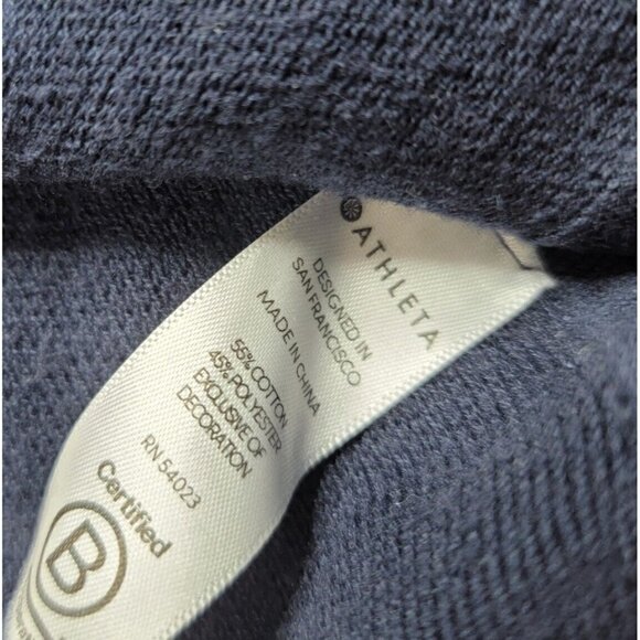 Athleta Streetwise Stripe Navy Blue Sweater With Coolmax & Thumbholes Size S - Picture 12 of 13